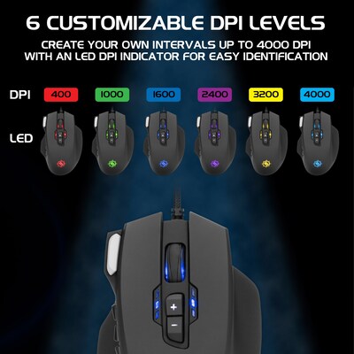Enhance Theorem 2 Ergonomic Ambidextrous Optical Gaming Mouse, Black (ENTHMS2100BKWS)
