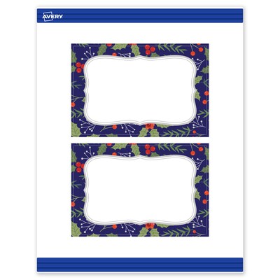 Avery Silver-Navy Matte Blank Card, White, 20/Pack (S00-FHX)