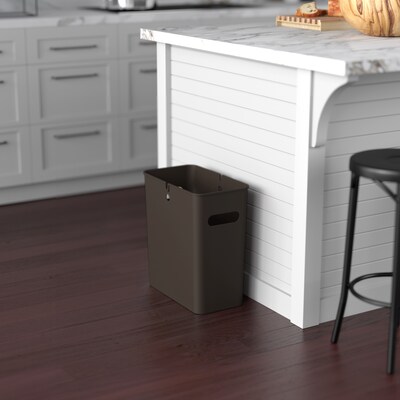 iTouchless SlimGiant Polypropylene Trash Can with no Lid, Mocha Black, 4.2 gal., 2/Pack (SG103Bx2)