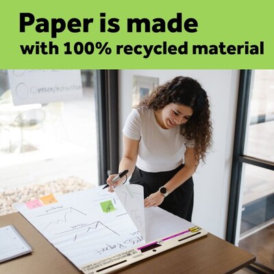 Post-it Recycled Super Sticky Easel Pad, 25" x 30", 30 Sheets/Pad, 6 Pads/Pack (559RPVAD6)