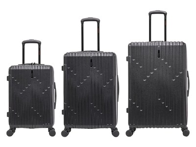 InUSA Drip Polycarbonate/ABS 3-Piece Luggage Set, Black (IUDRISML-BLK)