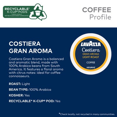 Lavazza Gran Aroma Coffee Keurig® K-Cup® Pods, Medium Roast, 22/Box (6002)