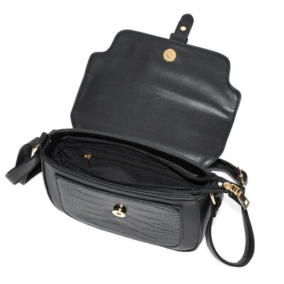 Nicci Cross-Body Bag with Buckle, Black (CBM2304450-BLK)