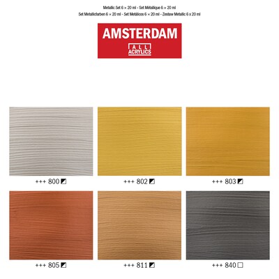 Amsterdam Metallic Acrylic Paint, Assorted Colors, 6/Pack (AMS17820501)