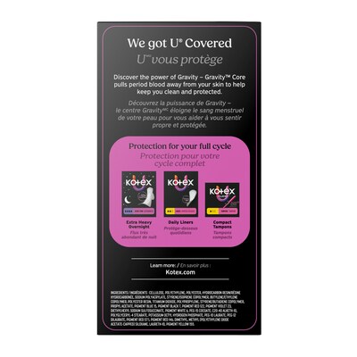 U by Kotex Security Regular Cotton Maxi Pads, 44/Pack (58246)
