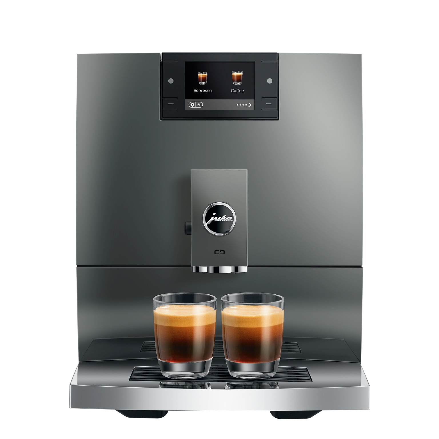 Jura C9 2-Cups Coffee & Espresso Machine Combination, Piano Inox (15751)