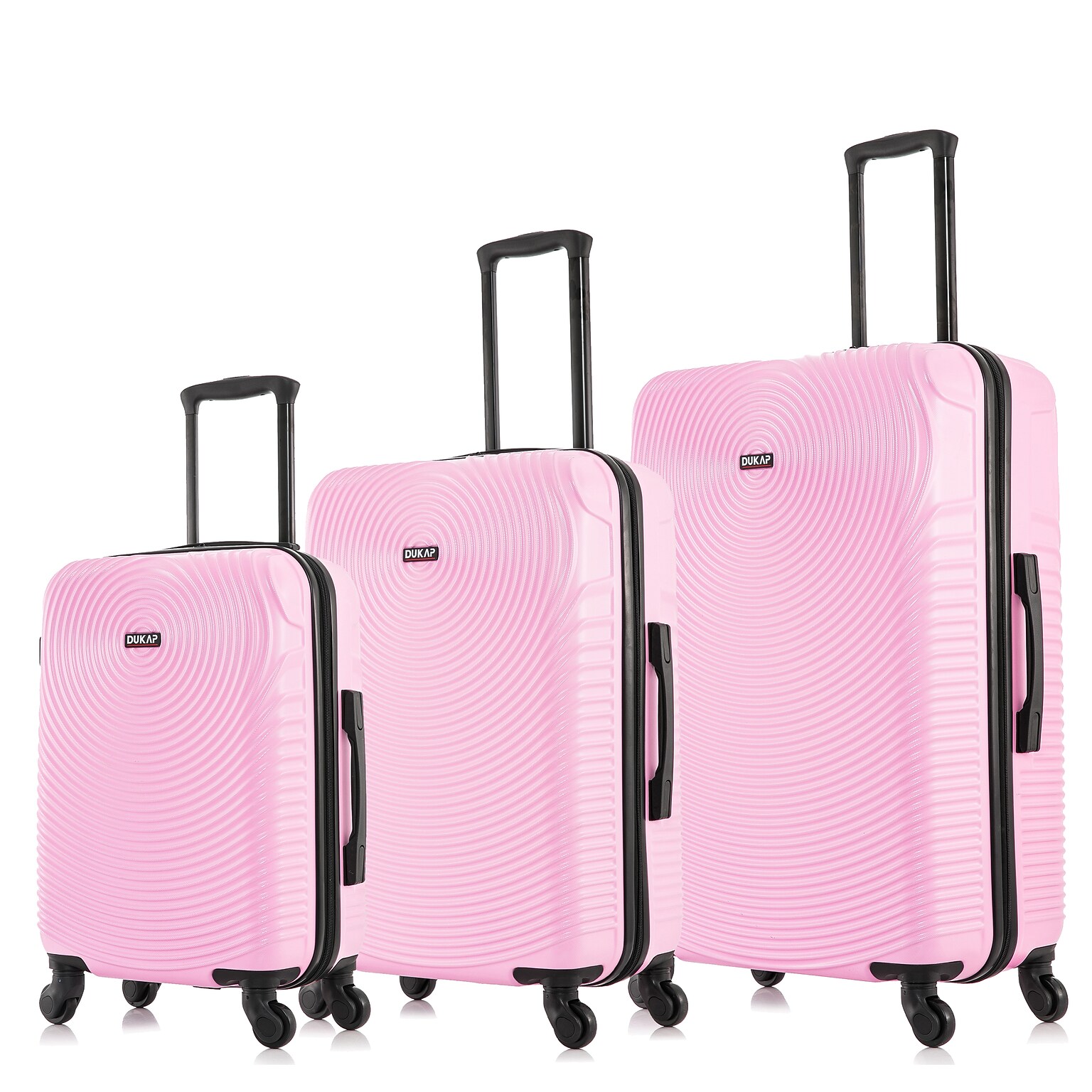 DUKAP INCEPTION 3-Piece Hardside Spinner Carry-On Luggage Set, TSA Checkpoint Friendly, Pink (DKINCSML-PNK)