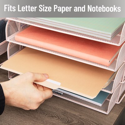 Mind Reader Metal Side Loading Stackable Letter Tray, Pink (DSTACK4-PNK)