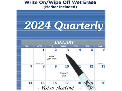 2024 AT-A-GLANCE 48 x 32 Yearly Dry Erase Wall Calendar, Reversible, Blue/Gray (A1152-24)