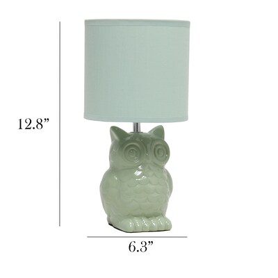 Simple Designs 12.8" Tall Contemporary Ceramic Owl Bedside Table Desk Lamp, Sage Green (LT1136-SGE)