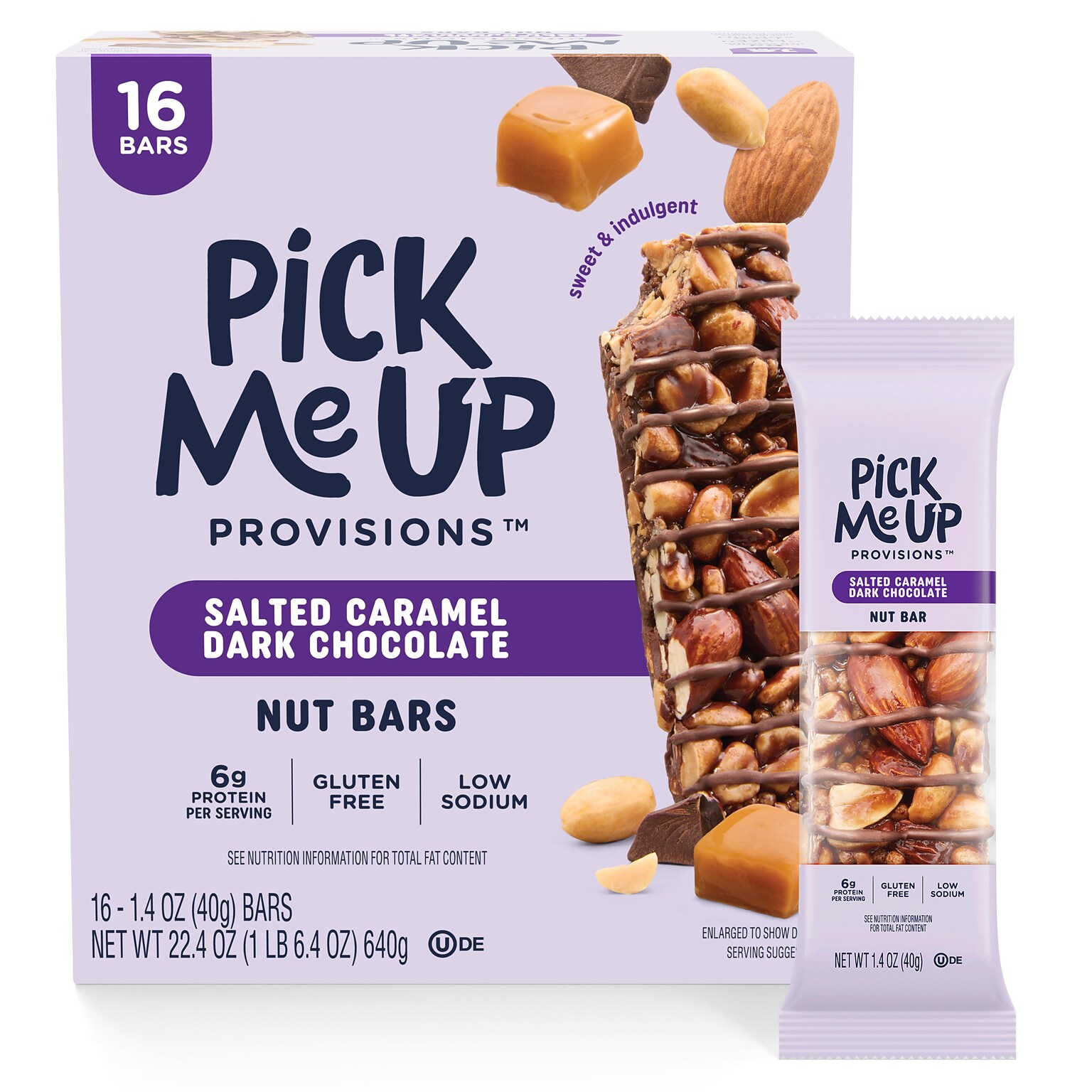 Pick Me Up Provisions™ Gluten Free Salted Caramel Dark Chocolate Nut Bar, 1.4 oz., 16 Bars/Box (PM63399)