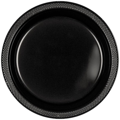 Party City 10.25 Plastic Plates, Black, 20 Plates/Pack (AM43015-10-ST)