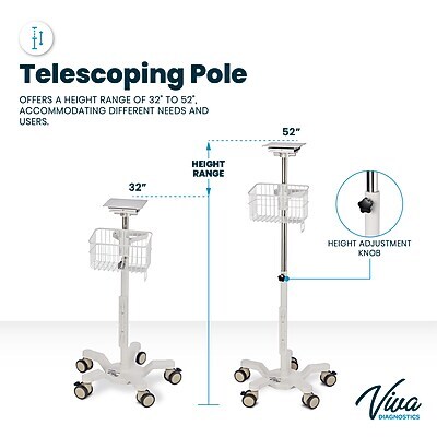 Viva Comfort Edan Elite V-Series Monitor Universal Vital Sign Mobile Stand with Mounting Plate, White (ADIME912-C-MP-07-MK)