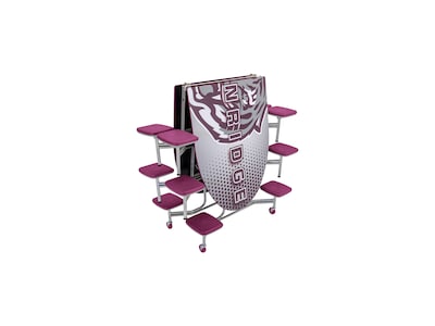 AmTab Elliptical Mobile Cafeteria Table w/ 12 Stools, 35" x 121", Assorted Colors (MSE1012)