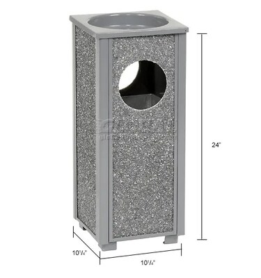 Global Industrial Stone Panel Trash Sand Urn, 2-1/2 Gallon Capacity, 10-1/4"W x 10-1/4"D x 24"H, Gray (238242GY)