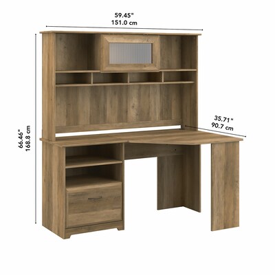Bush Furniture Cabot 60" Corner Desk with Hutch, Reclaimed Pine (CAB008RCP)
