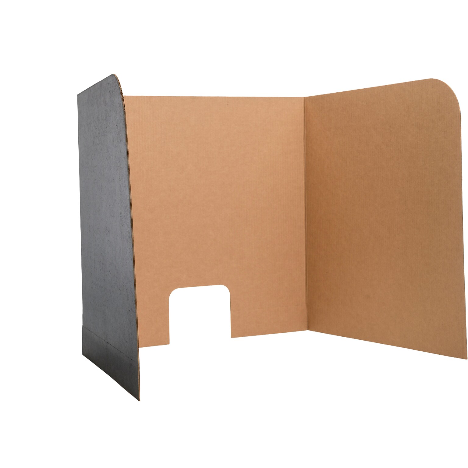 Flipside Foldable Cardboard Freestanding Computer Privacy Screen w/Pass-through Window, 22.5H x 62W, Black, 24/Pack (61858)