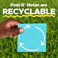 Post-it Recycled Notes, 1 3/8" x 1 7/8", Canary Collection, 100 Sheet/Pad, 12 Pads/Pack (653RPYW)