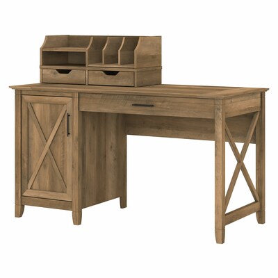 Bush Furniture Key West 54 Computer Desk with Storage and Desktop Organizers, Reclaimed Pine (KWS010RCP)