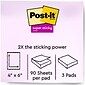 Post-it Recycled Super Sticky Notes, 4" x 6", Oasis Collection, Lined, 90 Sheet/Pad, 3 Pads/Pack (6603SST)