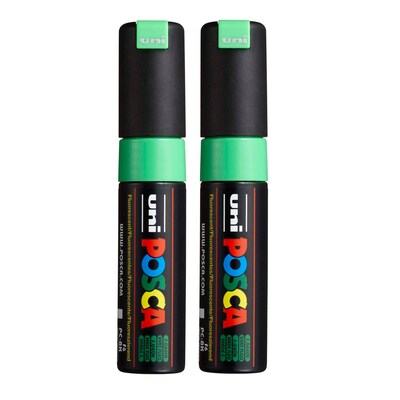 POSCA PC-8K Water Based Paint Marker, Broad Chisel Tip, Fluorescent Green, 2/Pack (UBCPC8KFGREEN-2)