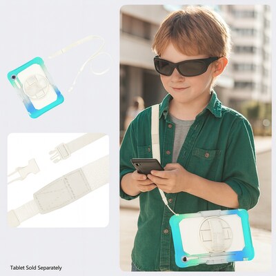 SaharaCase Raider Series Kid Proof Heavy Duty Case with Hand Strap for Galaxy Tab S11, Shoulder Strap, Splash Blue (TB00489)