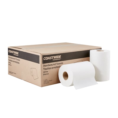 Coastwide Professional Hardwound Paper Towels, 1-Ply, 350 ft./Roll, 12 Rolls/Carton