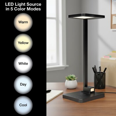 Excello Brands Wellness Series LED Desk Lamp, 16, with USB Port, Black (EGP-DL-19-BLK)