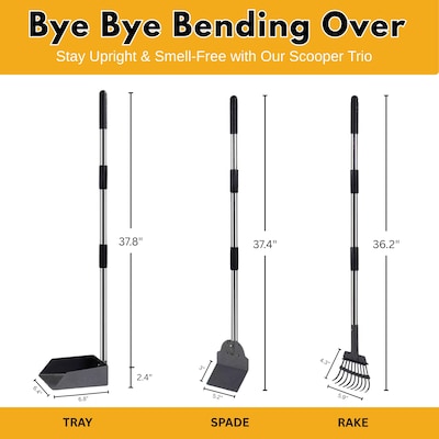 Furloo Dog Pooper Scooper Set, Black, 3 Pieces/Set (FLO3)