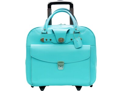 McKlein DENALI 15 Leather Laptop Bag, Aqua Blue (99708)