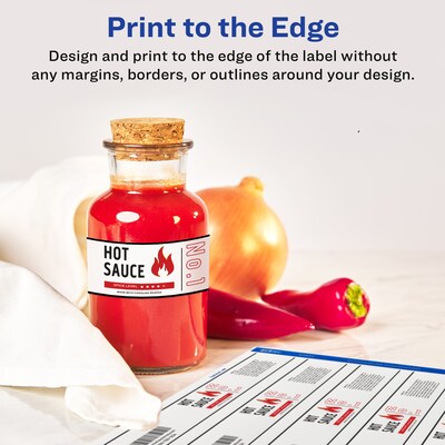 Avery Waterproof Laser/ Inkjet Wraparound Labels, 1.25" x 9.75", White, 40 Labels/Pack (22845)