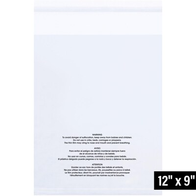 9 x 12 Reclosable Poly Bag, 1.5 Mil, Clear, 100/Carton (PMV091215100)