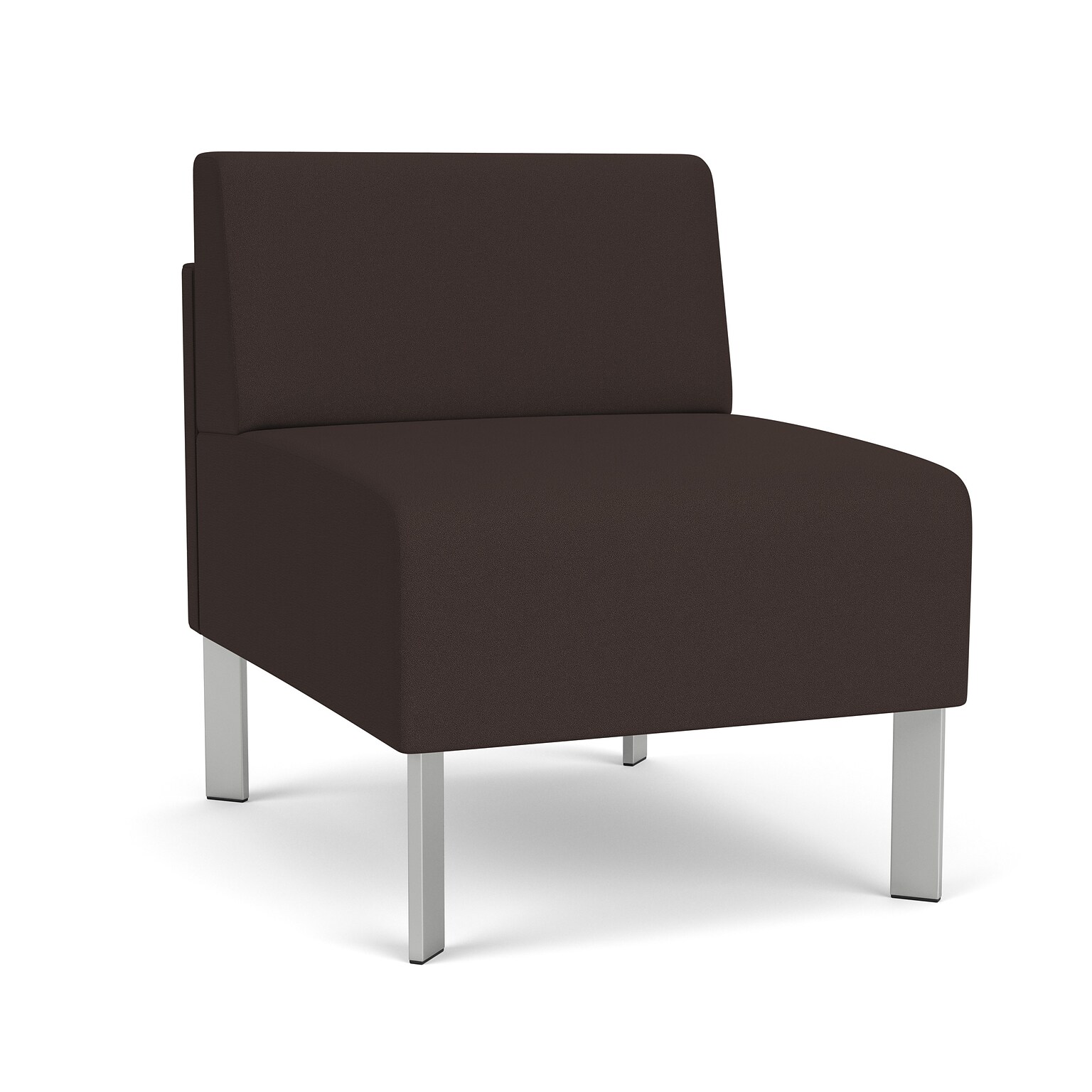 Lesro Luxe Fabric Lounge Chair, Armless, Open House Coffee Bean/Silver (LX1102.FSV-01OHCB)