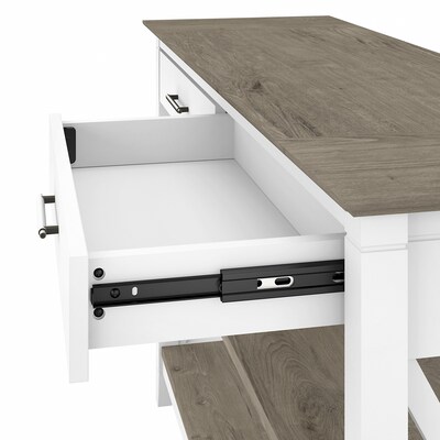 Bush Furniture Key West 47" x 16" Console Table with Drawers and Shelves, Shiplap Gray/Pure White (KWT248G2W-03)