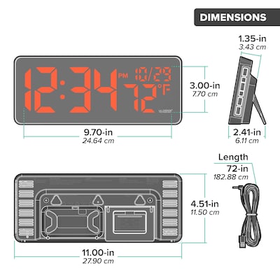 La Crosse Technology Red Digital LED Wall Clock with Indoor Temperature (513-1411R)