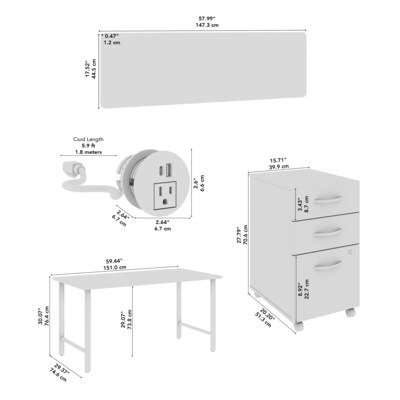 Bush Business Furniture Hustle 30"H x 60"W 2 Person Back to Back Cubicle Workstation, Platinum Gray (HUS014PGSU)