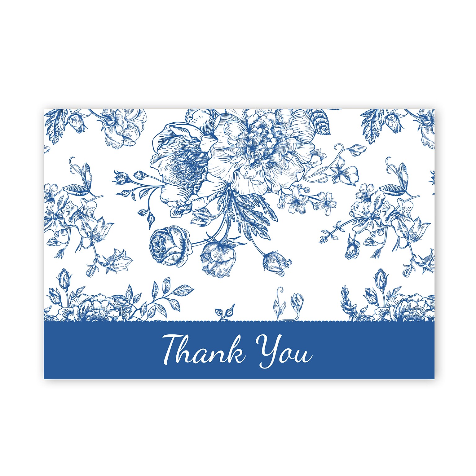 Great Papers Blue Floral Toile General Use Thank You Notecard Kits, Multicolored, 24/Pack (2025020)