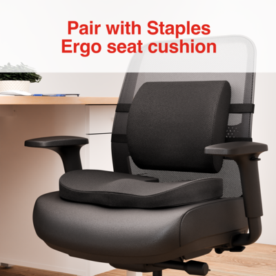 Staples Ergonomic Memory Foam Back Cushion, Black (ST63335)