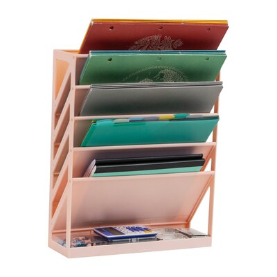 Mind Reader 5-Pocket Plastic Mountable Wall File, Letter Size, Pink (WALLANCH-PNK)