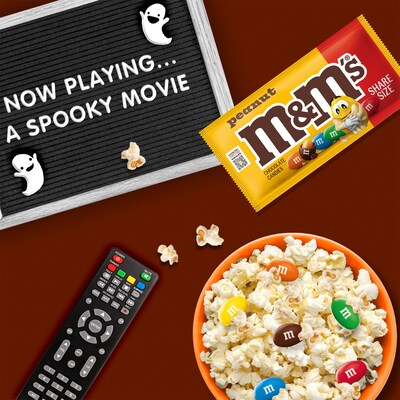 M&M's Halloween Share Size Peanut Milk Chocolate Candy Pieces, 3.27 oz., 24 Bags/Box (MMM04432)