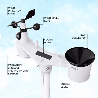 Logia 5-in-1 WiFi Weather Station w/ Solar, Indoor/Outdoor Weather Station (LOWSC511SAB)