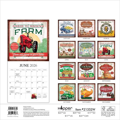 2026 BrownTrout Farmers Market 12 x 12 Monthly Wall Calendar (9781773728704)