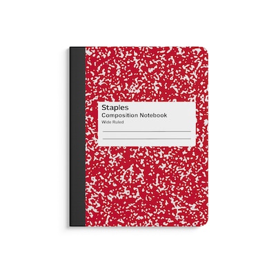 Staples® Composition Notebook, 7.5 x 9.75, Wide Ruled, 100 Sheets, Red (ST55075)