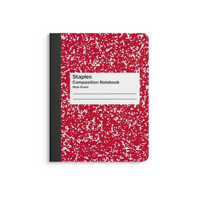 Staples® Composition Notebook, 7.5 x 9.75, Wide Ruled, 100 Sheets, Red (ST55075)