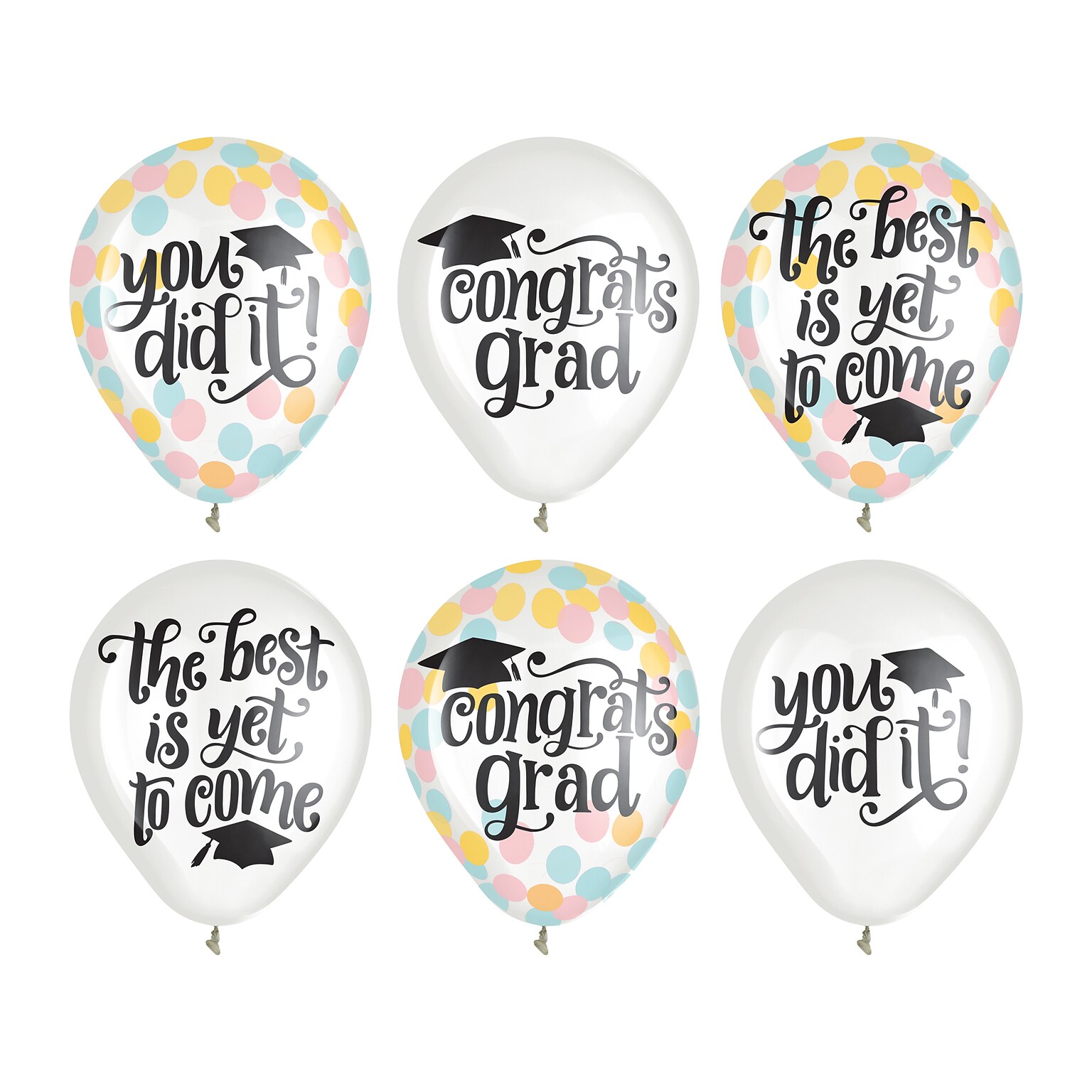 Amscan Follow Your Dreams Graduation Balloons, Assorted Colors, 6/Set (111150)