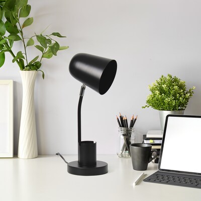 Simple Designs Sleek Essentials LED Desk Lamp, 15.75", Black Metal (LT2128-BLK)