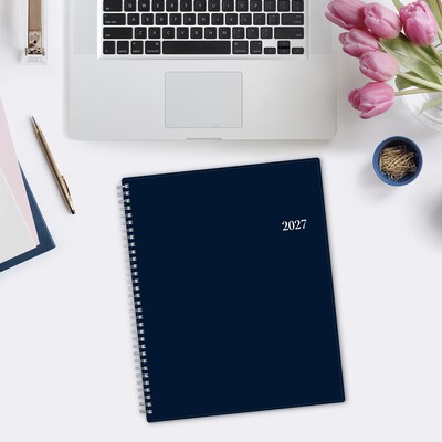 2027 Blue Sky Passages 8.5" x 11" Calendar Year Weekly & Monthly Standard Planner, Plastic Cover, Solid Navy (148659-27)