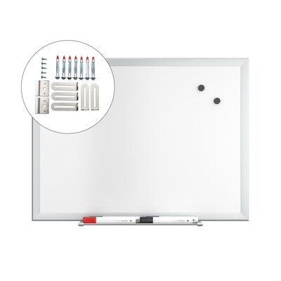 TRU RED™ Magnetic Steel Dry Erase Board, Satin Frame, 2' x 1.5' (TR61168)