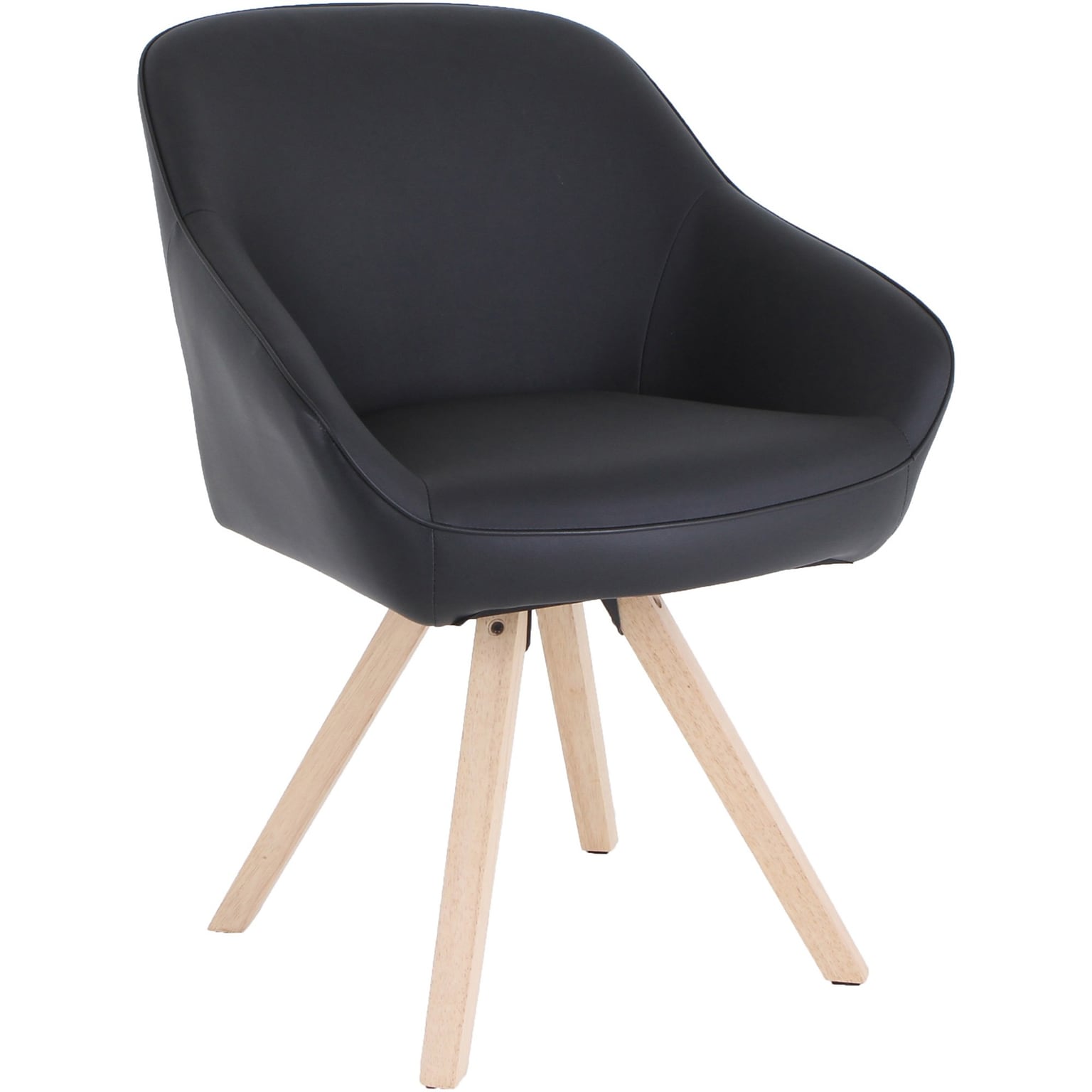 Lorell Natural Wood Legs Modern Guest Chair, Black Vinyl Upholstery (LLR68564)