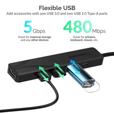 Sabrent 5-Port USB-C Hub, Black (HB-TC5P)